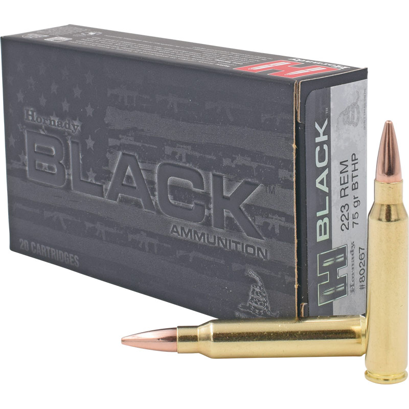 Hornady 223 Remington 75 Gr. BTHP BLACK Ammo - Gebo's