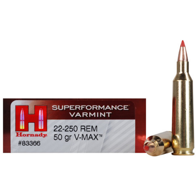 Hornady 20 Rounds .22-250 Remington 50 Gr. Superformance Varmint Rifle Ammo - Gebo's