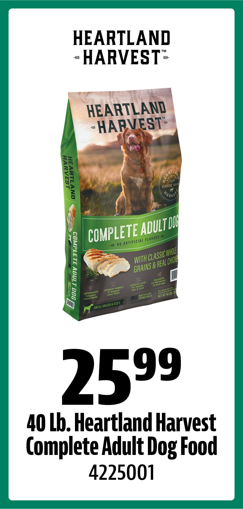 40 Lb. Heartland Harvest Complete Adult Dog Food